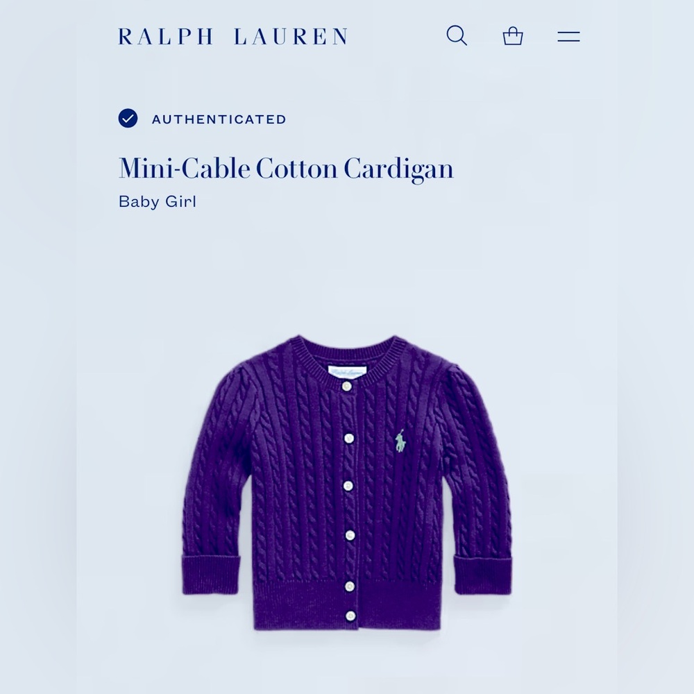Ralph Lauren baby girl cotton cardigan (12 months)